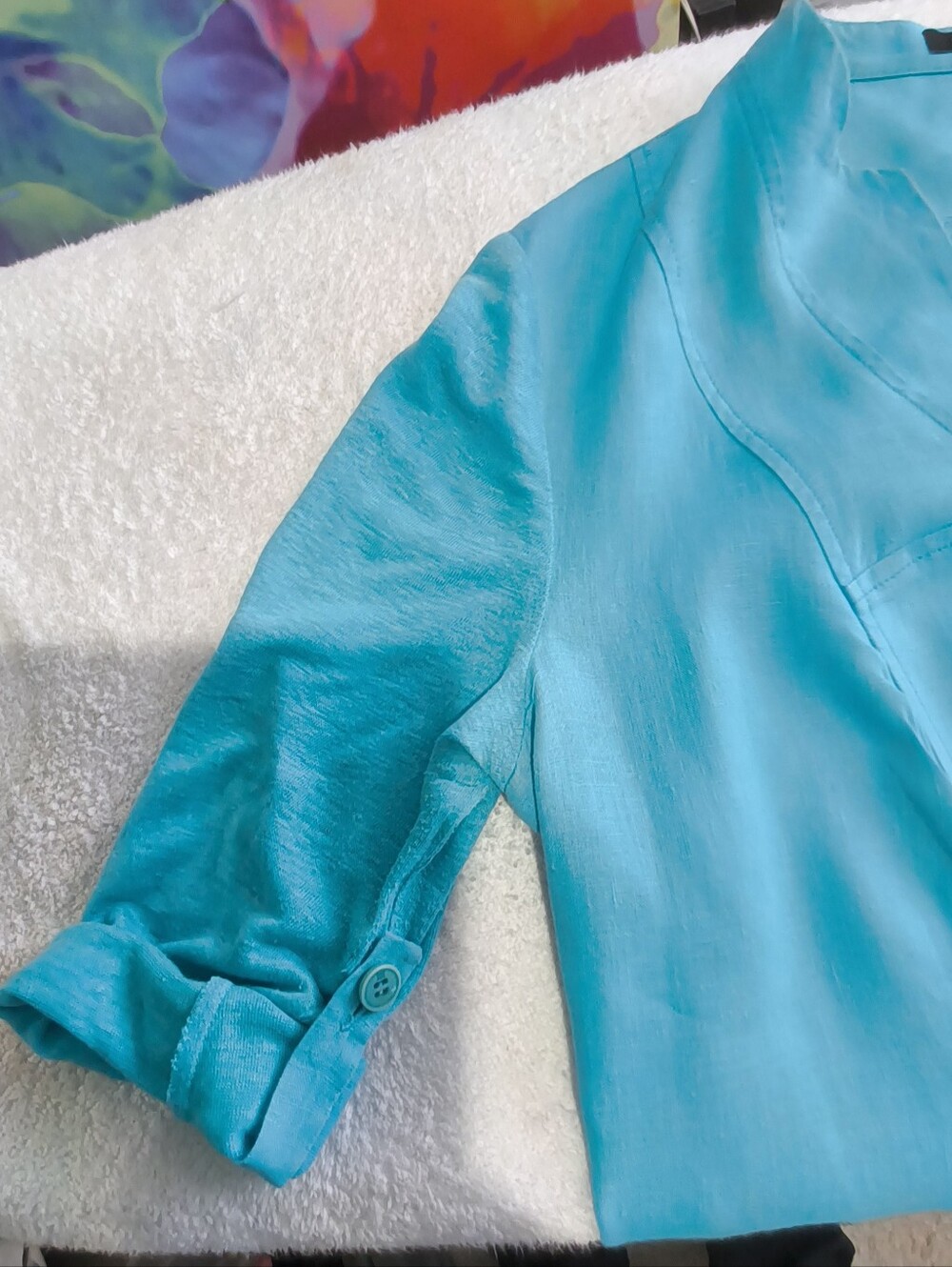 RIANI Bright Turquoise V-Neck Tunic with Pockets - Picture 15 of 15